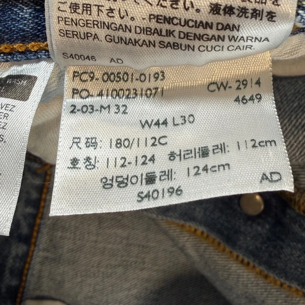 Levi's 501‎ Original Fit Jeans Mens 44x30 Blue Medium Wash Straight Leg Denim